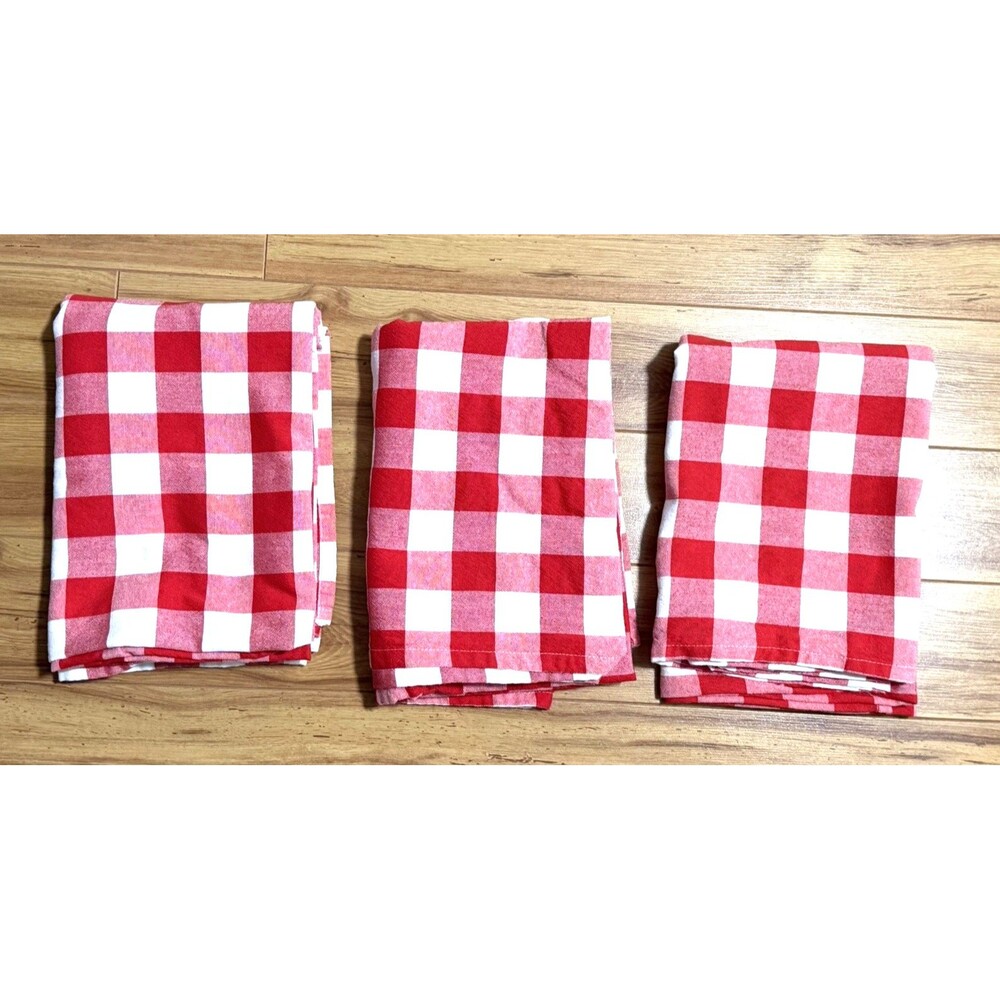 Lot 3 Pioneer Woman Red White Plaid Charming Check Tablecloth 52"x70" rectangle